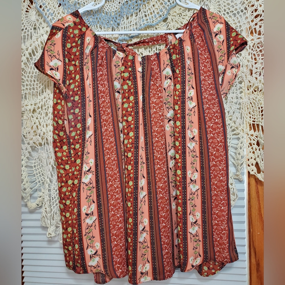 Floral cap sleeve top, XL